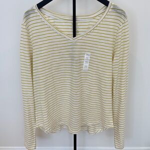 NWT Sonoma V-Neck Striped Long Sleeve Tee